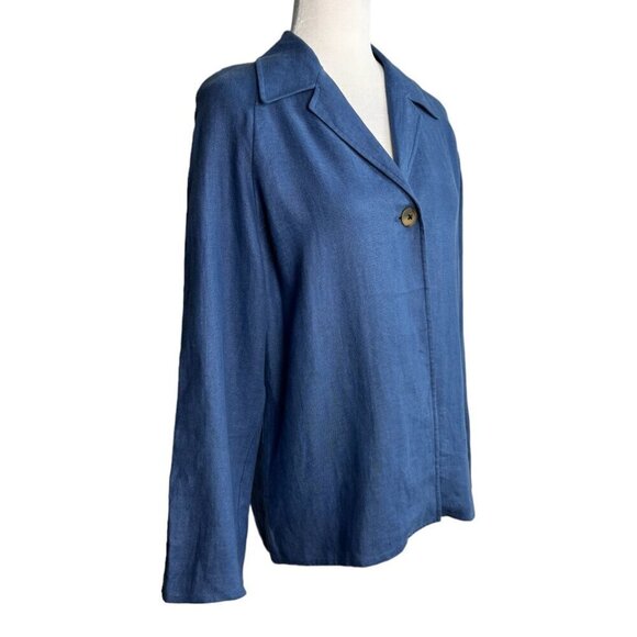 Vintage Saks Fifth Avenue 100% Linen Blue 1-Button Blazer Jacket Women's Size S - Picture 4 of 9